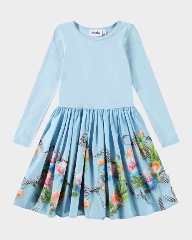 Girl's Casie Printed Long-Sleeve Dress, Size 3T-6